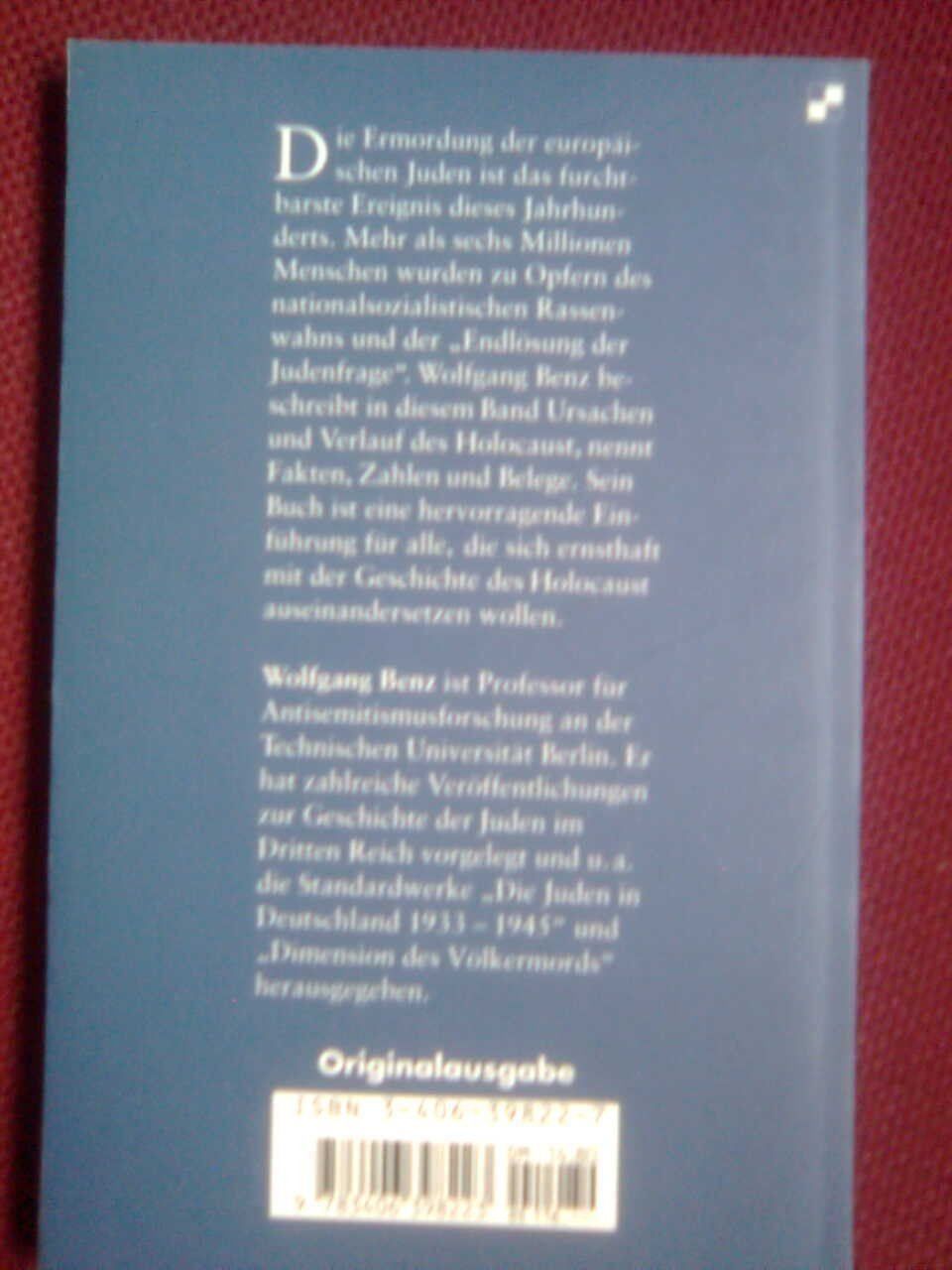 Libri: Wolfgang Benz Der Holocaust – Usato da Basel venduto da Alacant 2