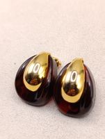 Vintage Gablonzer vergoldete Ohrclips mit Bakelit 80er Top