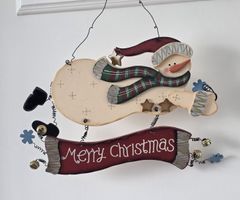 Weihnachtsdekoration Schneemann Holz zum Aufhängen