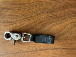COACH Schlüsselanhänger Leder schwarz mit Karabiner