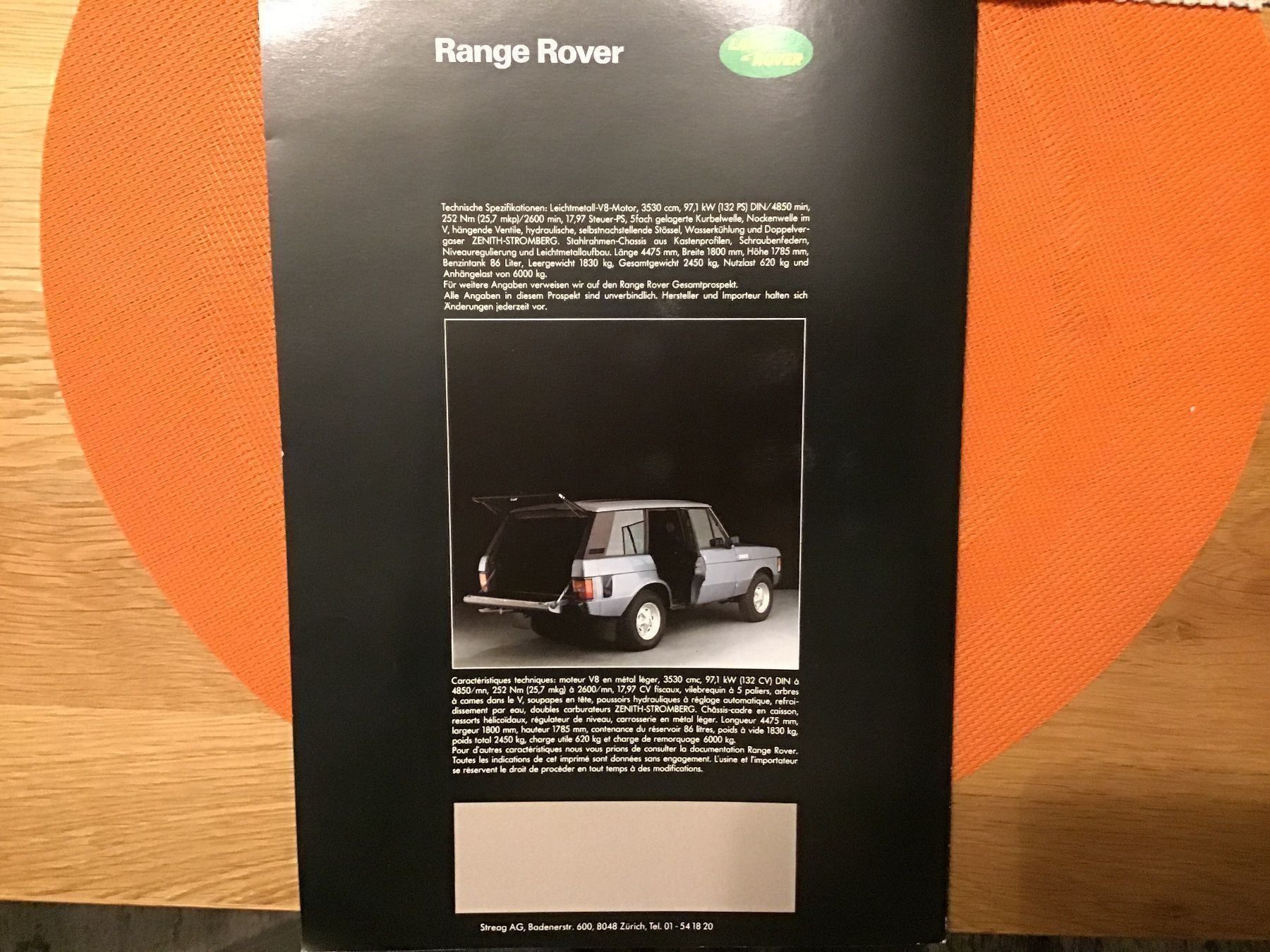 Land Rover Dokumente: Range Rover Monteverdi Faltprospekt – Gebraucht aus Scherzingen von Starseller62 2