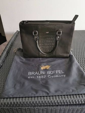 Braun Büffel Lederhandtasche  dunkelgrün/schwarz