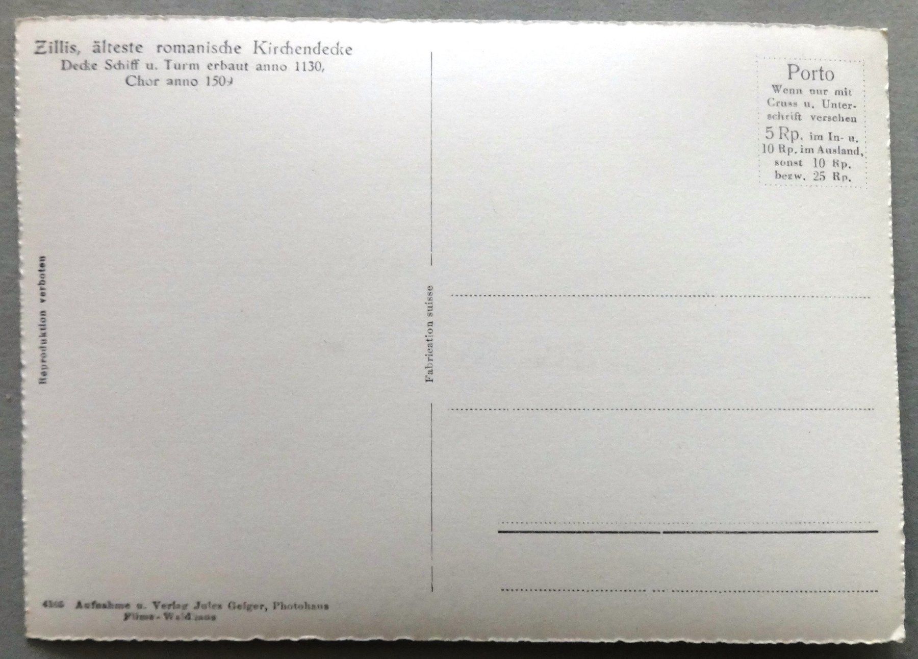 Cartoline postali: Zillis, älteste romanische Kirchendecke – Usato da Fétigny venduto da Billy2miny 1