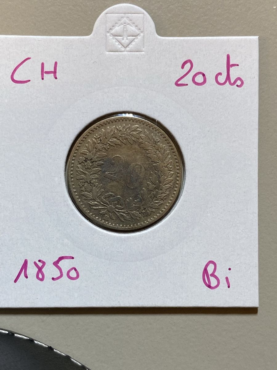 Tutti le monete: Suisse - 20 centimes - 1850 - AG  – Usato da Payerne venduto da Mike1682