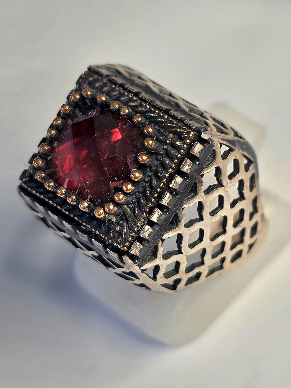 Bagues: Granat Silber Ring – Neuf (Voir description) à Zürich par adriben 8