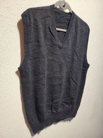 100%Laine Vierge, Gilet Anthracite, Taille M /48