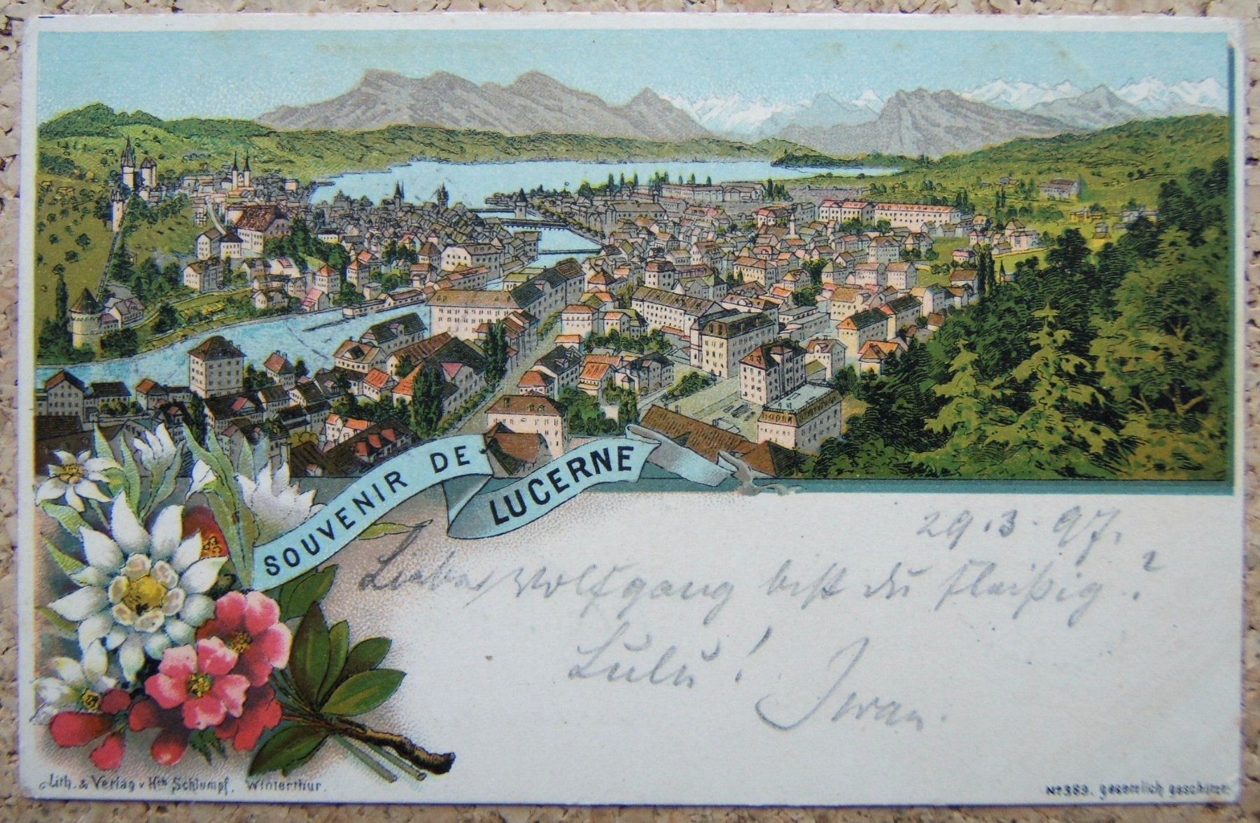 Cartes postales: SCHLUMPF-LITHO SOUVENIR DE LUCERNE 1897 – D'occasion à Brunnen par Nonne04
