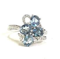 Cocktailring, 4 Aquamarine 1.02ct., Diamanten, statt 2.390,-