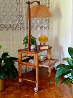 Antiker Beistelltisch mit Lampe Vintage Rarität, 60er Jahre