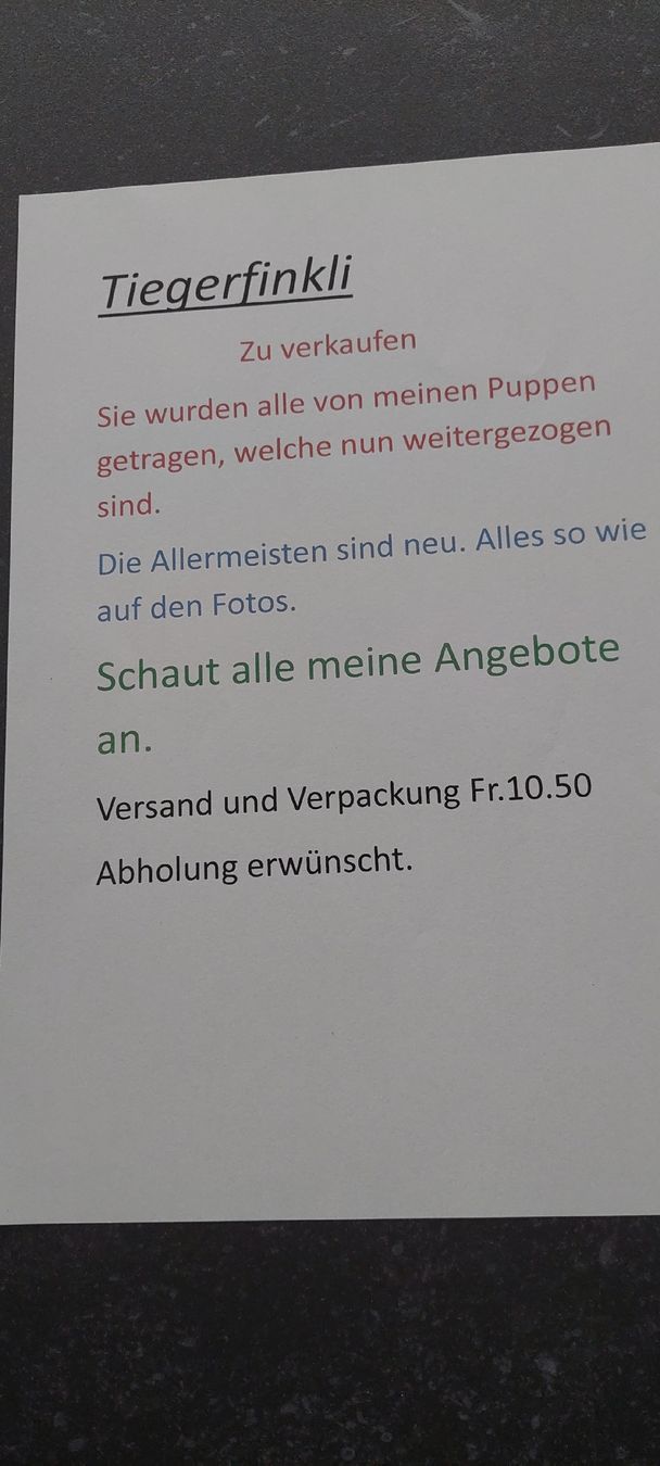 Bambole: Tiegerfinkli für Puppen oder Kinder – Usato da Muri AG venduto da nindo1 6