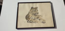 Fritz Hug Lithographie Leopard