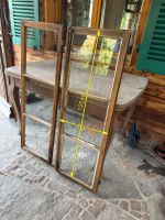 Antike Holzfenster 2er-Set, Originalglas, 122 x 40 cm