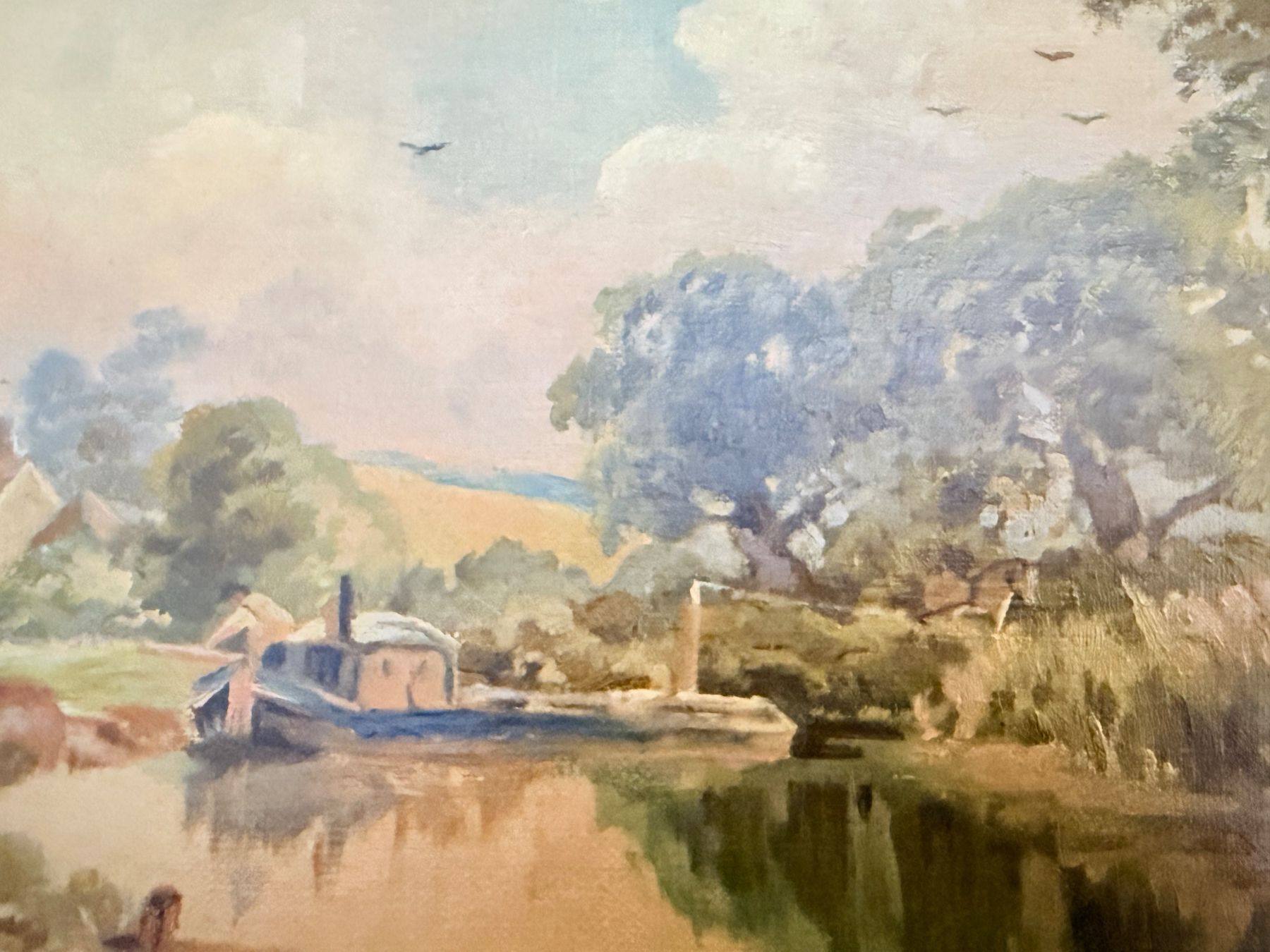 Dipinti: Gemälde, Flusslandschaft mit Boot, signiert E. Forster. – Usato da Aesch ZH venduto da Tomy007008 4