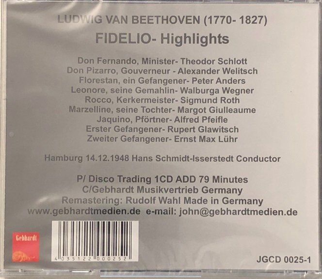 CD: Beethoven - Fidelio (Highlights, Peter Anders) – Nuovo e nell'imballaggio originale da Grüningen venduto da azulamarillo 1