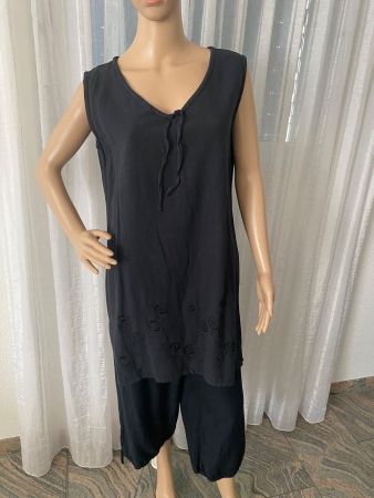 perfekter Auftritt - 15% Leinen-Hosen-2-Teiler, schwarz, M/L