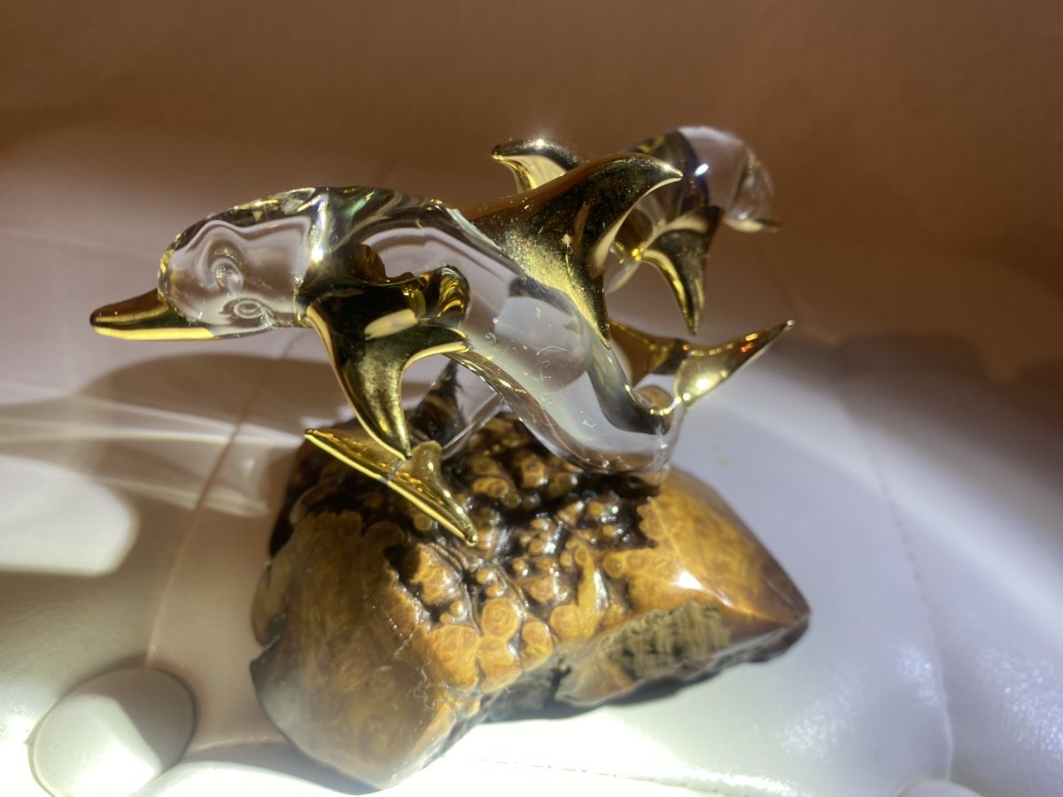 Statuette: Glas-Delfine auf Wurzelholz, 22kt – Nuovo (secondo la descrizione) da Männedorf venduto da Maru83 3