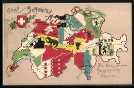 Litho Souvenir de la Suisse, Landkarte d