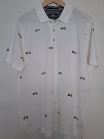 Herren Polohemd RAGMAN weiss Fahrradmuster Grösse XL neu