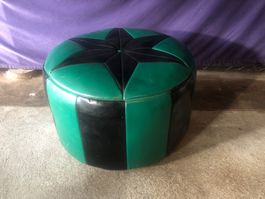hocker pouf fusskissen leder grün schwarz guter zustand