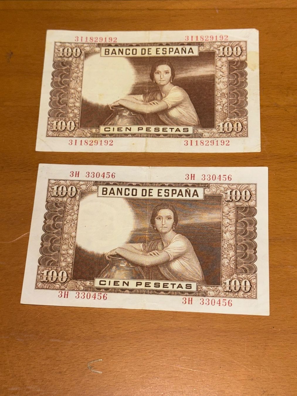 Banknoten: 2 Banknote Spanien 100 Pesetas 1953 – Gebraucht aus Kaiseraugst von Drasa