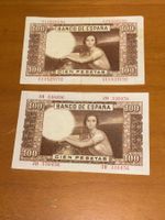 2 Banknote Spanien 100 Pesetas 1953