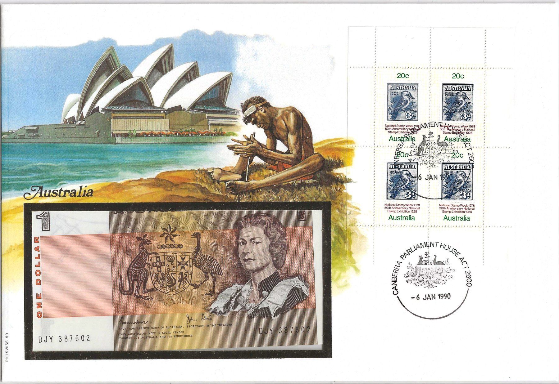Banconote: Notenbrief Australien  1990 – Usato da Zürich venduto da Philacat11
