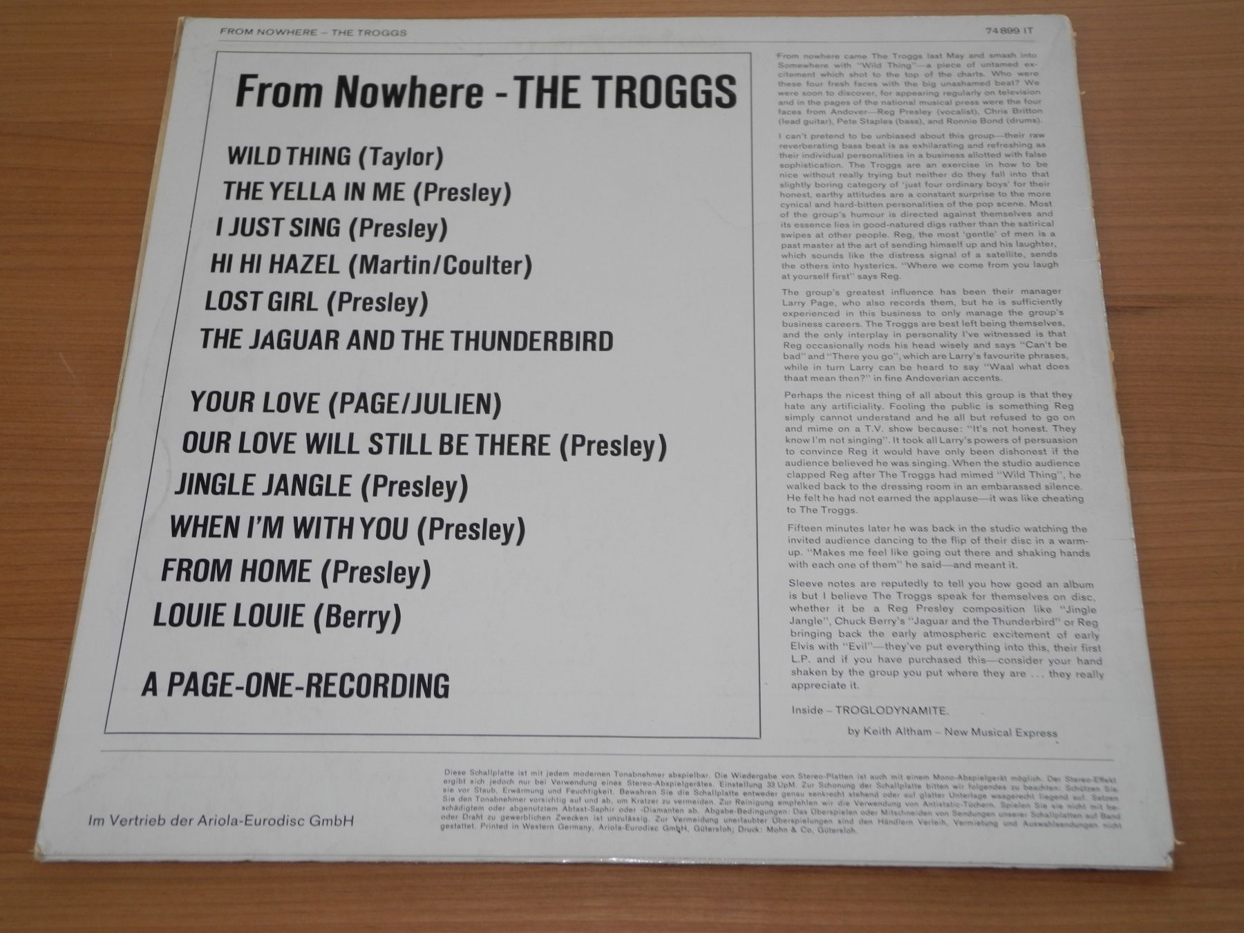 Dischi in vinile: THE TROGGS: FROM NOWHERE - HANSA – Nuovo (secondo la descrizione) da Fahrwangen venduto da Swirl2 1