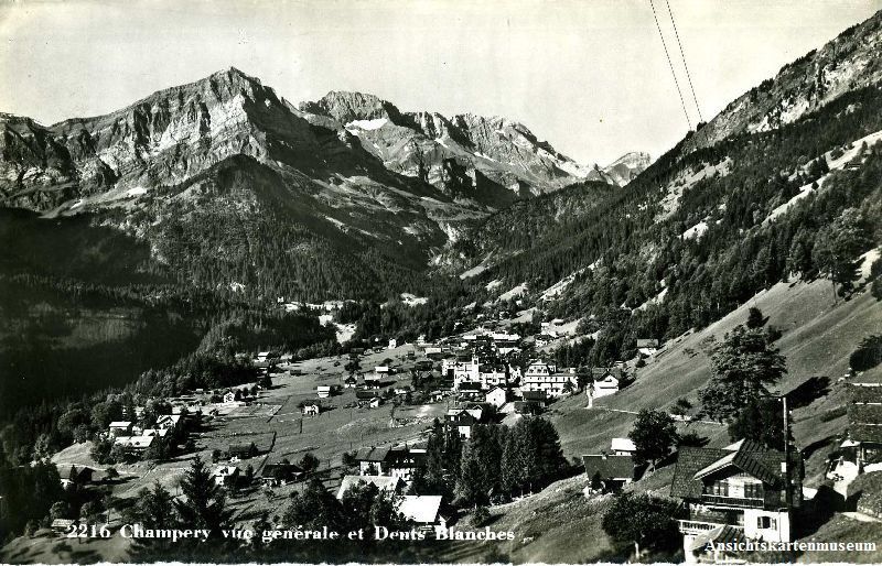 Cartoline postali: Champery - vue générale + 1947 – Usato da Emmenbrücke venduto da teestube