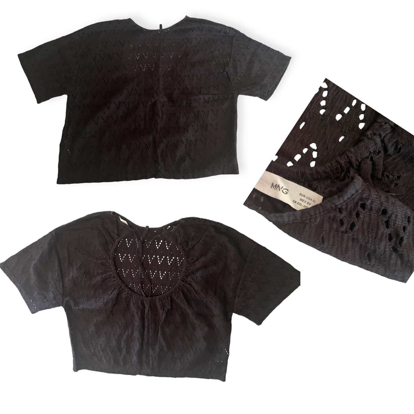 Mango T-shirt: Schwarzes Lochmuster Shirt Grösse XL – Usato da Sennwald venduto da _shppng