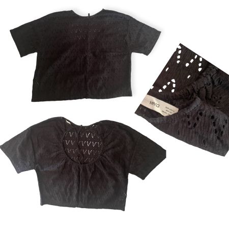 Schwarzes Lochmuster Shirt Grösse XL