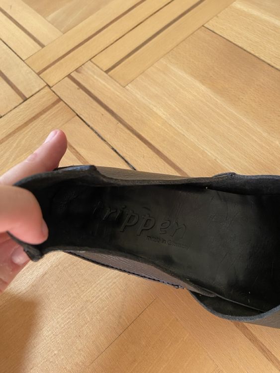 Trippen Damenschuhe: Trippen Ivy Black Leather Heeled Slip On Shoes Lagenlook – Gebraucht aus St. Gallen von B771 8