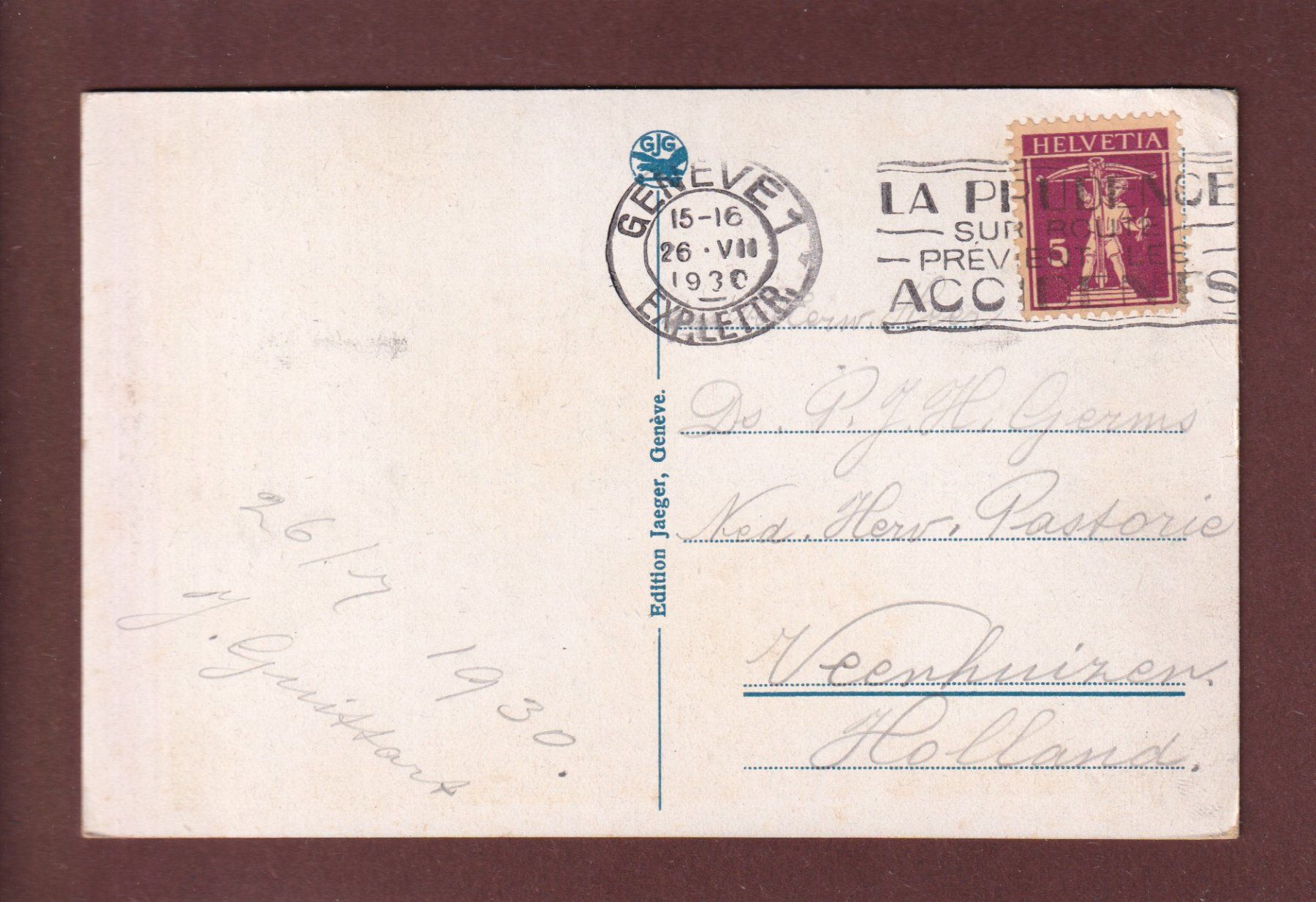 Cartoline postali: GENEVE - Multivues - 1930 – Usato da Pully venduto da nicecards 1