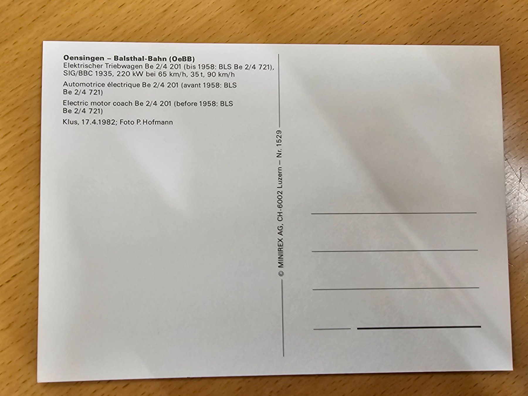 Cartoline postali: Postkarte OeBB Triebwagen Be 2/4 201 ex BLS – Nuovo (secondo la descrizione) da Matten venduto da MEFEZ 1