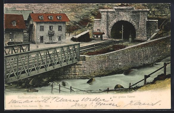 Cartoline postali: Goeschenen, Gotthardbahn, Der grosse Tun – Usato da Berlin venduto da bartko-reher