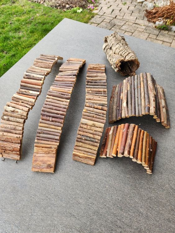 TEHAUX Natürliche Hamster Hängebrücke Holz Kletterleiter