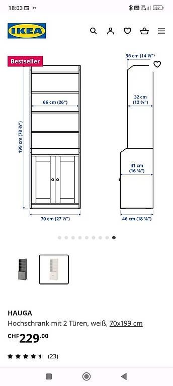 Armadi: 1 weisser Hauga Hochschrank Ikea  – Usato da Basel venduto da Giz73 2
