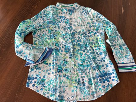 Van Laack- Bluse Blumenmuster blau-grün Gr. 40/42