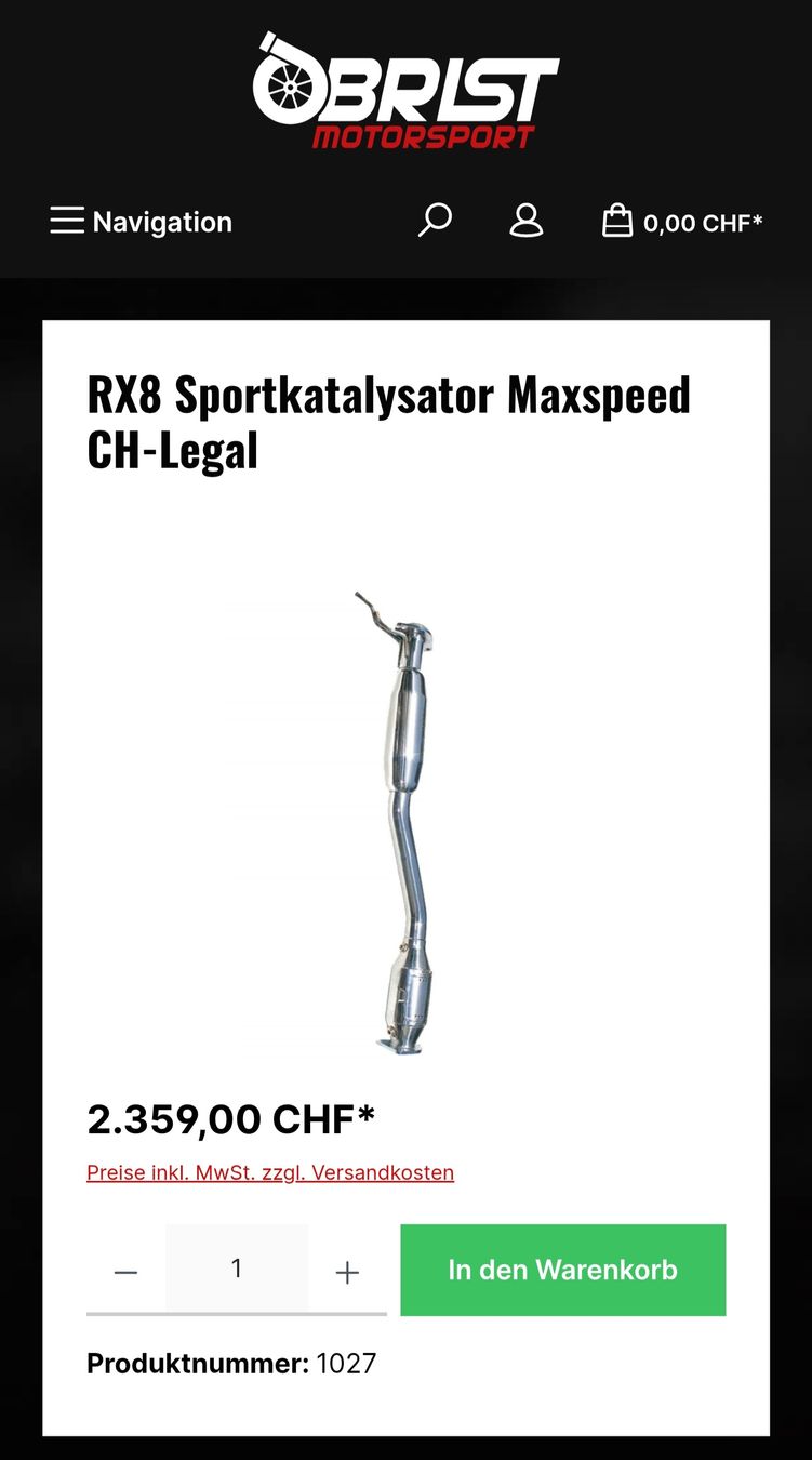 Mazda Auspuffanlagen: Maxspeed Sportkatalysator Mazda rx8 – Gebraucht aus Winterthur von Paris-Casanova