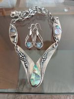 Collier und Ohrringe Silber 925 mit Abalone-Perlmutt-Einlage