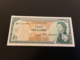 EAST CARIBBEAN P-14k UNC 5 DOLLARS ND (1965)