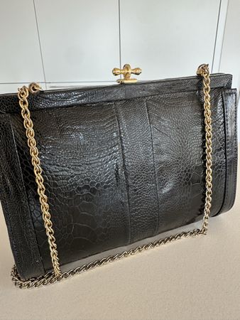 Vintage CORBEAU Handtasche – echtes Straussenleder / Ostrich