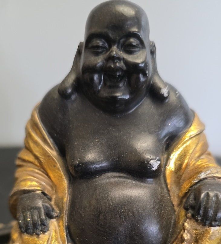 Alle Dekorationen: Deko Buddha Figur schwarz gold mit Teelichthalter – Gebraucht aus Flums von Flumsantik 1