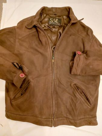 veste blouson brun en cuir daim brun  foncé  L 40 unisexe