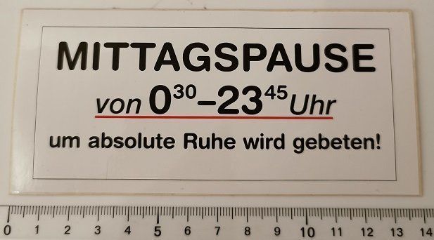 Sticker: Mittagspause (Aufkleber, PVC) – Nuovo e nell'imballaggio originale da Wilen b. Wollerau venduto da morethanmusic