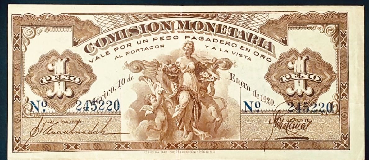 Banconote: **1 Peso 1920 Mexiko Banknote in Top** – Usato da Langrickenbach venduto da MeUs74 2