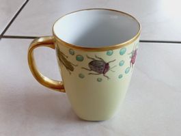 Porzellan Tasse  handbemalt, mit Gold