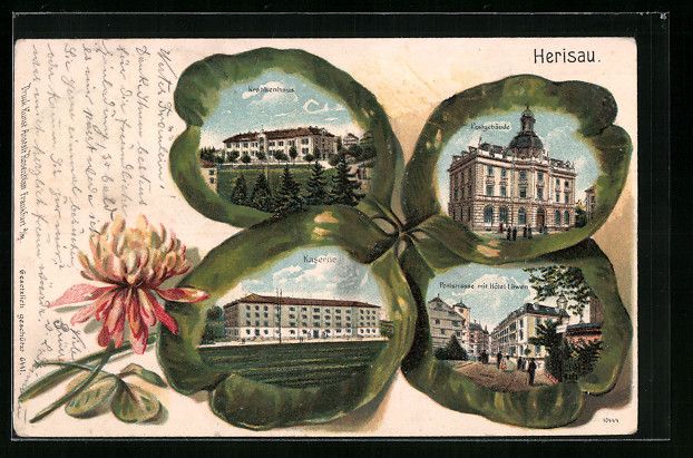 Cartoline postali: Passepartout-Lithographie Herisau, Posts – Usato da Berlin venduto da bartko-reher