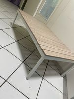 Gartentisch Aluminium Holzoptik beige neuwertig