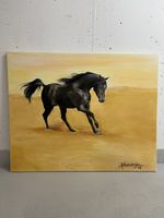 Gemälde schwarzes Pferd Wüste signiert 2006