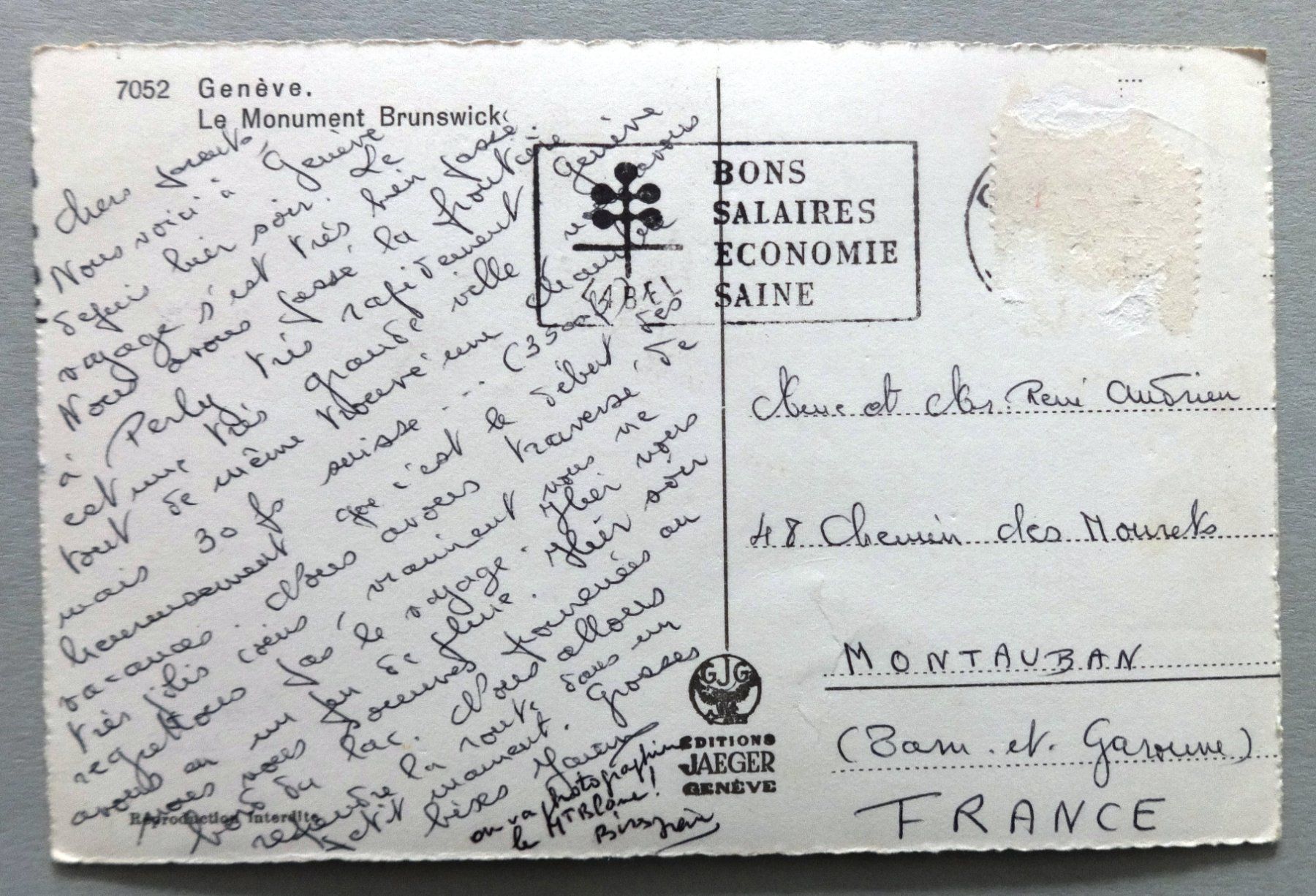 Cartes postales: Genève - Le Monument Brunswick – Défectueux à Fétigny par Billy2miny 1